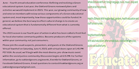Fourth annual education conference: Defining & realizing a Green education