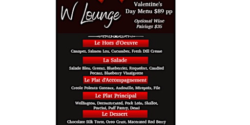 5 Course Valentine's Dinner at The W Lounge