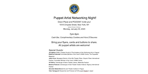 Puppet Artist Networking Night!