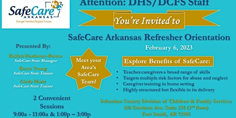 SafeCare / DHS-DCFS  Area 2 Orientation (Sebastian County)