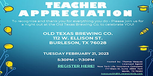 Teacher Appreciation Event at Old Texas Brewing Co.