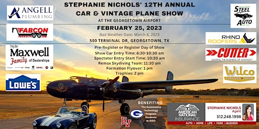 Stephanie Nichols' 12th Annual Car & Vintage Plane Show-Georgetown Airport