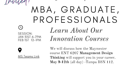 Open House: Learn About Our Innovation Courses @University of South Florida