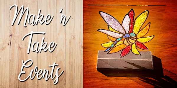 Dragon Fly/Flower -  Floating Stained Glass Mosaic