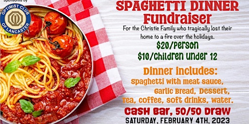 Spaghetti Dinner Fundraiser for the Christie Family