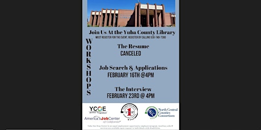 Yuba One Stop Workshops: Your Resume, Job Searching, & Interview Prep.