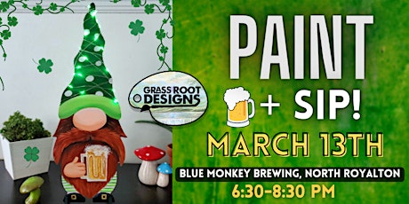 Irish Gnome Paint + Sip | Blue Monkey Brewing
