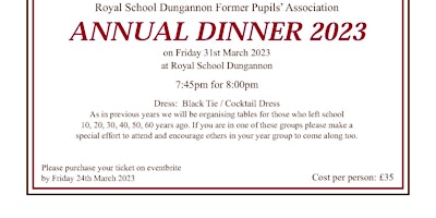 RSD Former Pupils' Annual Reunion and Dinner