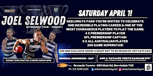 Joel Selwood Farewell Tour - Hobart Show Saturday April 1!
