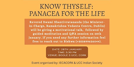 Know Thyself - Panacea for the Life! By Revered Swami Shantivratananda