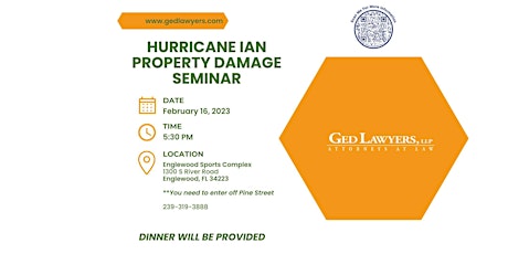 Englewood  Hurricane Ian Property Damage Dinner  Seminar  2/16