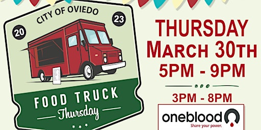 Food Truck Thursday March 30th at Center Lake Park
