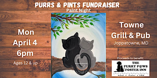 Purrs & Pints! FUNdraiser Paint Night  @ Towne Grill & Pub