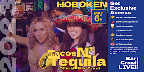 2023 Official Tacos N' Tequila Bar Crawl Hoboken, NJ Cinco De Mayo