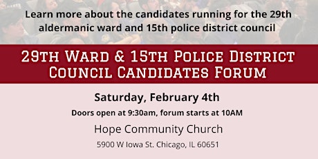 29th Aldermanic Ward & 15th Police District Council Candidates Forum