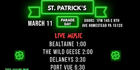 St Patrick's Parade Day at the Bank on 8th 2023