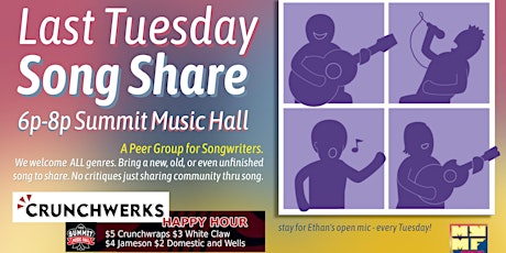 Last Tuesday Song Share: A Focus Group for Songwriters (FREE) - February 28