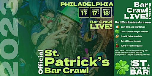 Original St. Paddy's Bar Crawl Philadelphia, PA 2023
