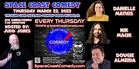 MAR 23RD, The Space Coast Comedy Showcase at The Blind Lion Comedy Club