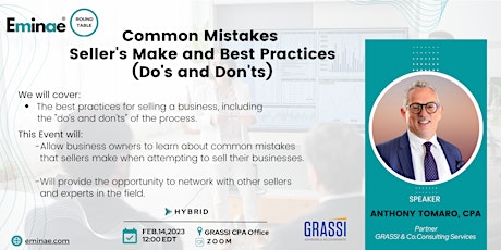 Eminae Round Table Common mistakes sellers make & best practices