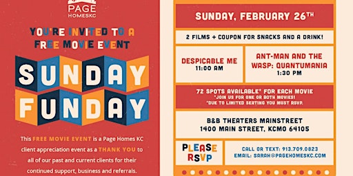 Page Homes KC's Sunday Funday at the Movies!