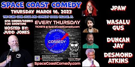 MAR 16th, The Space Coast Comedy Showcase at The Blind Lion Comedy Club