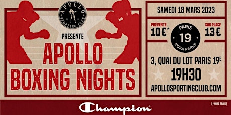 Apollo Boxing Nights Paris - Samedi 18 mars 2023
