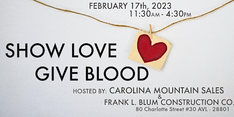 BLOOD DRIVE · HOSTED BY CAROLINA MOUNTAIN SALES & FL BLUM CONSTRUCTION CO.