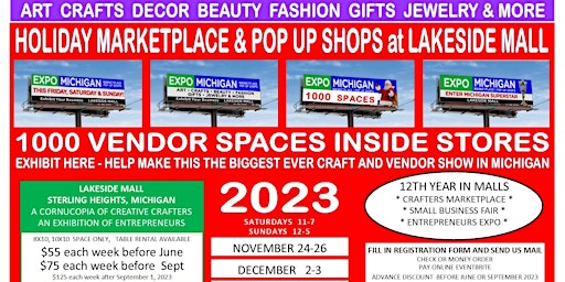EXPO MICHIGAN Holiday Marketplace Pop Up Shops at Lakeside Mall 2023