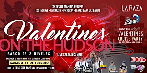 Valentine's en el Hudson Latin Yacht Party a Bordo.