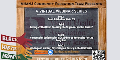 MHANJ Community Education Black History Month Virtual Mental Health Series