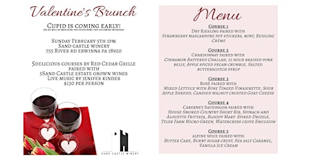 GOURMET 5-COURSE W/5-WINES CUPID BRUNCH @ THE VINEYARD CHATEAU