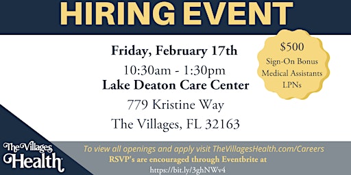 The Villages Health Hiring Event - February 17th