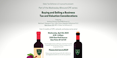 Wednesday Wine and CPE April 26, 2023 4:30pm