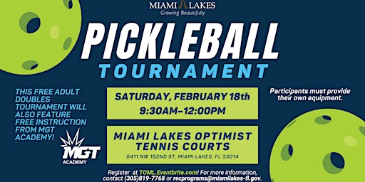 Adult Pickeball Doubles Tournament