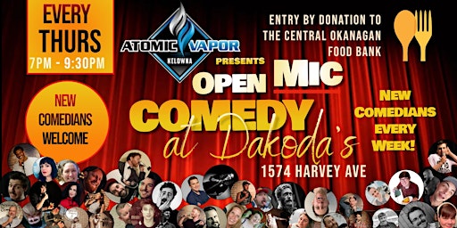 Atomic Vapor presents Open Mic Comedy for the Central Okanagan Food Bank