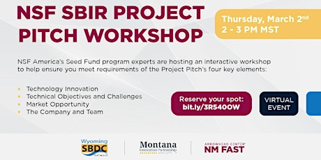 NSF SBIR Project Pitch Workshop primary image