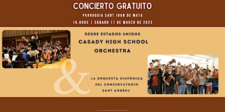 CONCIERTO GRATUITO- Casady H.S. Orchestra & Orquesta Sinfonica St. Andreu