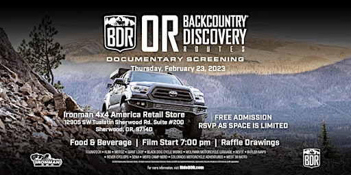 OREGON BACKCOUNTRY DISCOVERY ROUTE EXPEDITION DOCUMENTARY FILM SCREENING