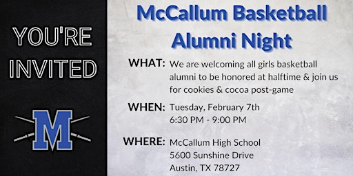 McCallum Girls Basketball Alumni Night