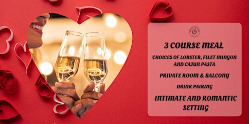 VDAY INTIMATE DINNER FOR 2 WITH 3 COURSE MEAL + PRIVATE ROOM & BALCONY