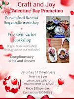 Valentine's Day: Scented Soy candle  & get Free Wax sachet workshop