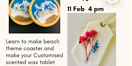 Resin coaster and wax tablet Valentine’s Day workshop