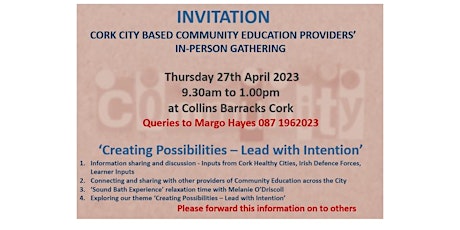 Primaire afbeelding van Gathering of Cork City Community Education Providers 27th April 2023