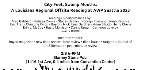 City Feet, Swamp Mouths: A Louisiana Regional Offsite Reading at AWP