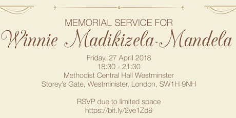 Memorial Service in London for Winnie Madikizela-Mandela primary image