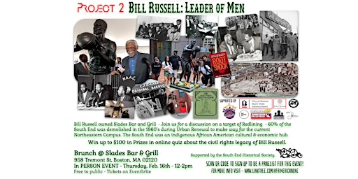 Bill Russell: Leader Of Men @Slades Bar & Grill