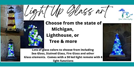Light UP Glass Art and Wood Michigan, Lighthouse  or Tree in Frankenmuth