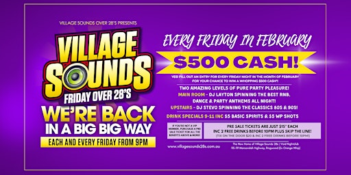 VIP ticket to Village Sounds 28s Fridays at Void Nightclub, Ringwood!