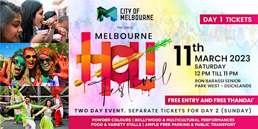Holi Festival Melbourne CBD - 11th March - FREE Entry & Thandai